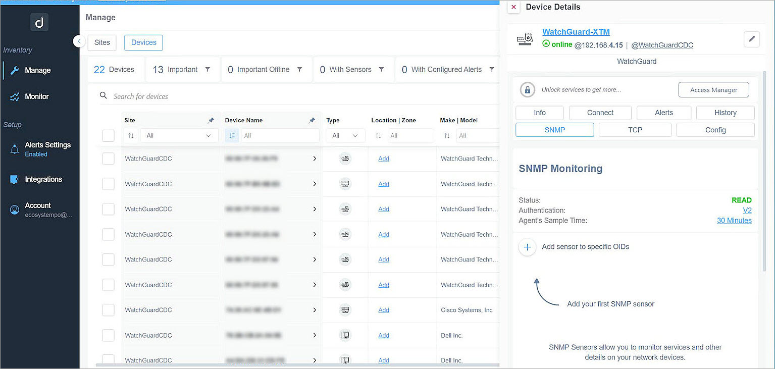 Screen shot of the Device Add sensor to specific OIDs